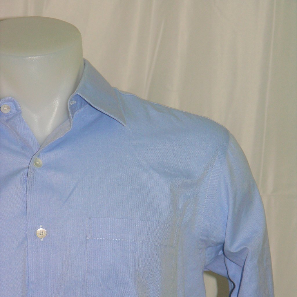 Hamilton Shirt Co Custom Made Solid Blue Dress Shirt 17.5